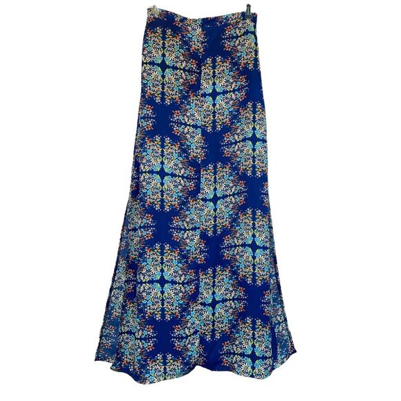 Socialite Blue Multi Floral Print High Slit Maxi Skirt size Small - Picture 2 of 10